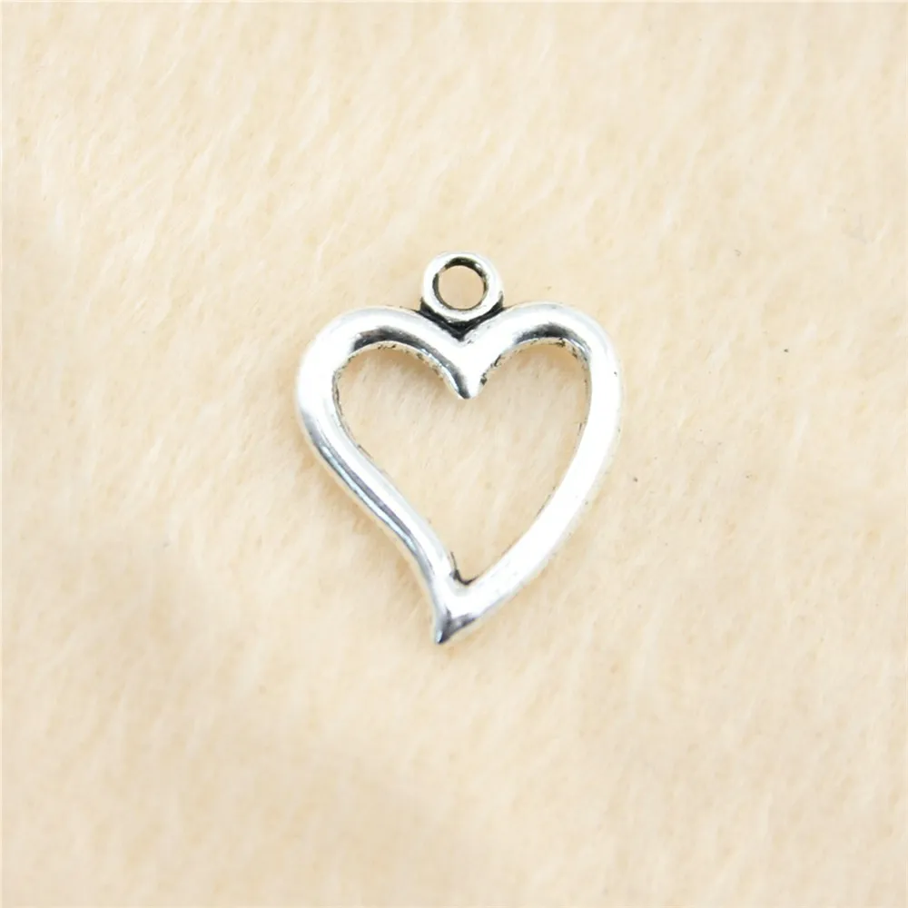 

80 шт./лот 18*15 мм старинные серебряные подвески с полым сердцем DIY ювелирные изделия для браслета ожерелья серьги