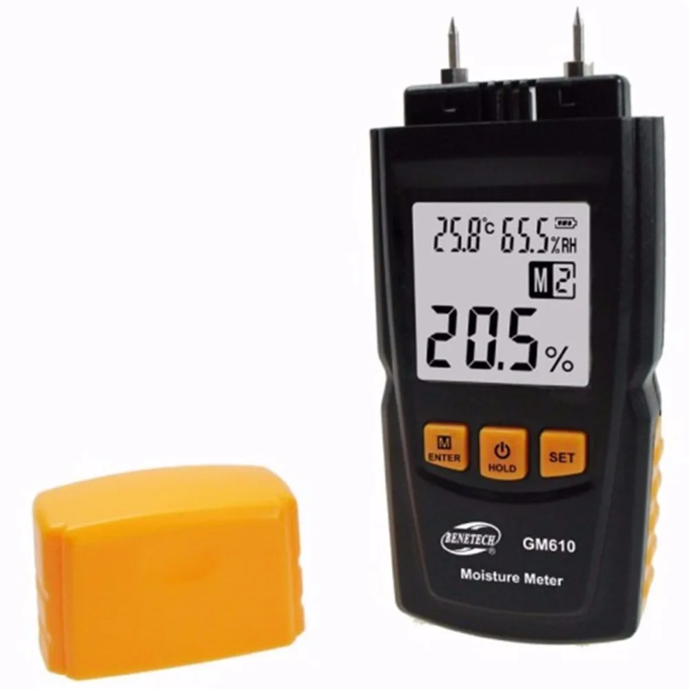 GM610 Wood Moisture Meter Sensitive 2-pin probes Digital LCD Display Gauge Humidity Tester Timber Damp Detector