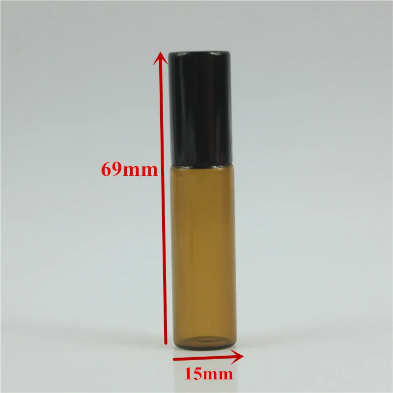 20 adet/grup 5 ML Amber Cam Şişe Yeniden Doldurulabilir Rollon Şişeler Altın Kapaklı 5 ml Silindir Için Metal Top uçucu Yağlar