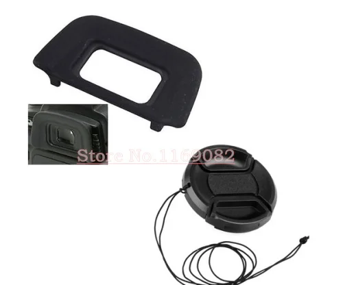 2 in 1 camera DK-20 Eyecup Eyepiece eye cup Rubber + 52mm Snap-on Front Lens Cap cover For D3000 D90 D80 D60 D50 D40