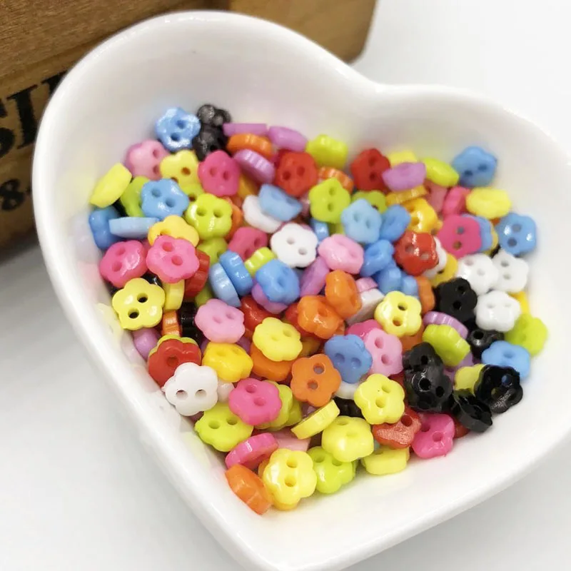 100/200 pcs 6mm Flowers Mini Resin Tiny Buttons Craft Sewing Tools Decorative Button Scrapbooking DIY kid's apparel Button PT213