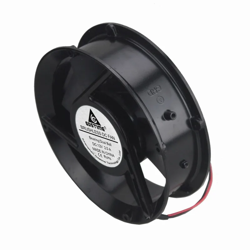 Gdstime-듀얼 볼 12V 금속 기계 케이스, 17cm 17251 172mm x 51mm DC 냉각 팬, 170mm x 50mm 원형 모터 쿨러, 1 개
