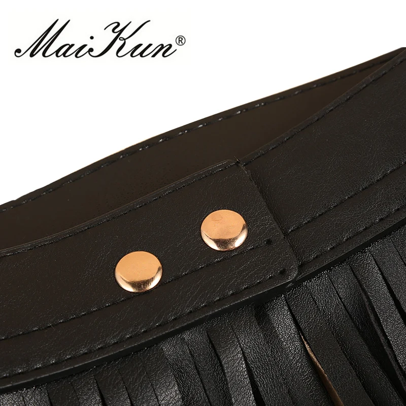 Western Punk Boho Style Long Tassel Belts For Women Girdle Female Black Leather Belts Wild Skirt Style High Waist Belt