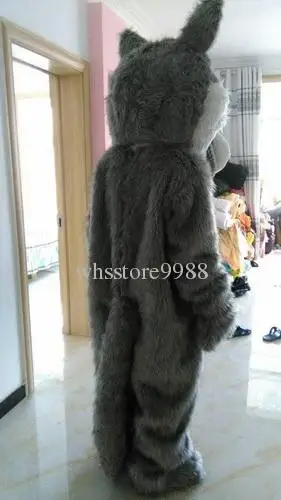 High quality Gray Wolf Mascot Clothing walking cartoon Apparel Halloween Christmas Birthday party Plus Adult Size Free shipping