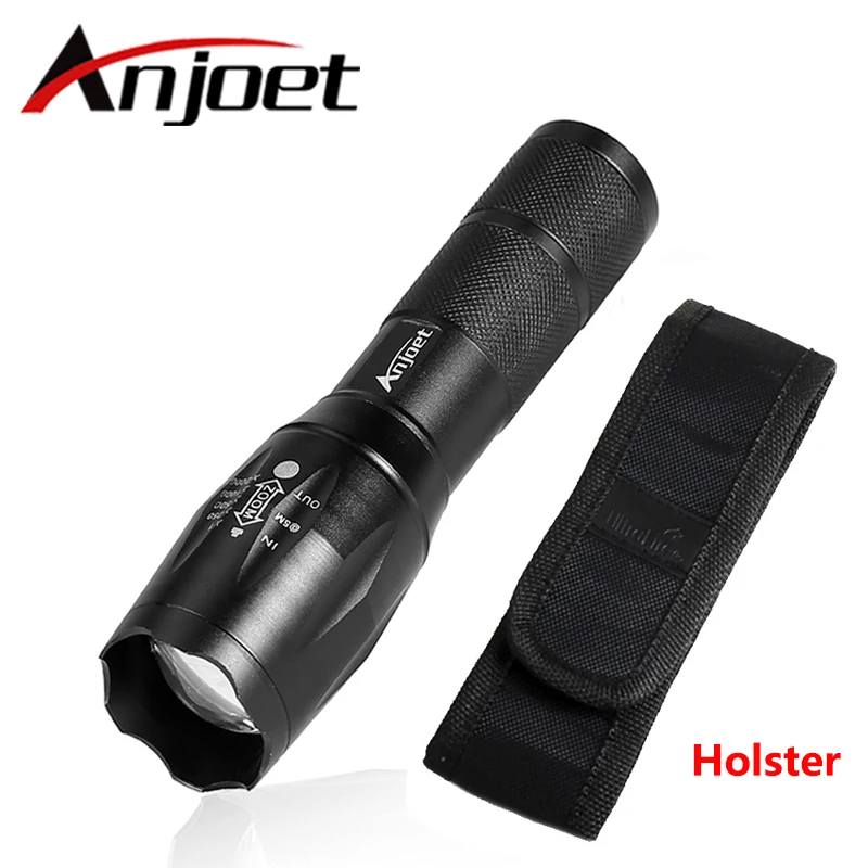 Anjoet CREE XML-L2 Chips tactical Flashlight LED Torch Zoomable Ultra Bright Handheld Water Resistant Torch +Holster Holder