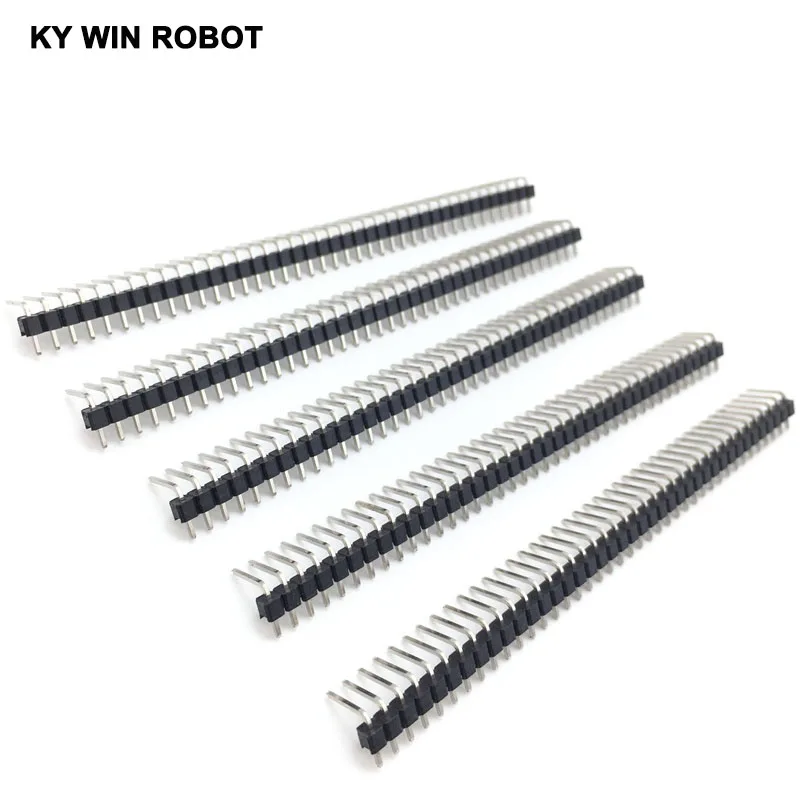 Hot Sale 10pcs 40 Pin 1x40 Single Row Male 2.54mm Breakable Pin Header Right Angle Connector Strip bending