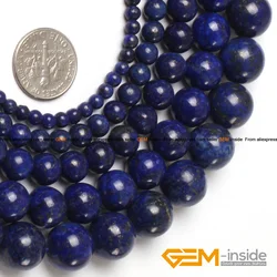 Gem-inside Round Smooth Lapis Lazuli Beads,Dyed Color,Selectable Size 2mm to 20mm DIY Beads For Bracelet Making Strand 15 Inch