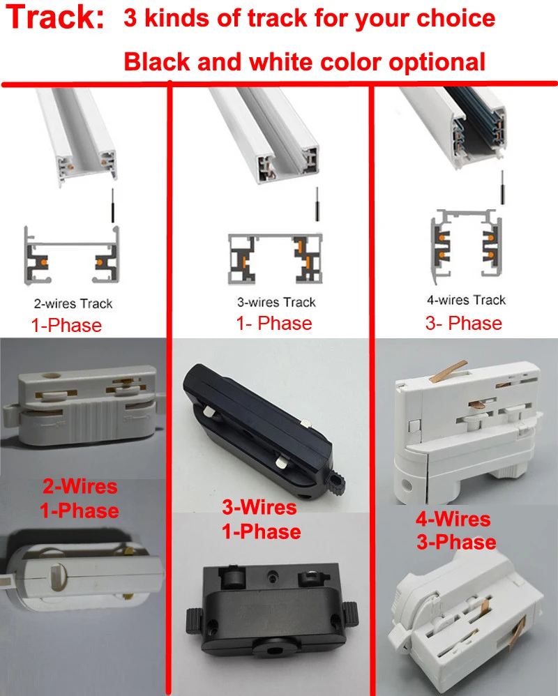 Lampu LED COB 50W, lampu rel LED untuk lampu toko pakaian, lampu industri 2 kawat 3 kawat 4 kabel