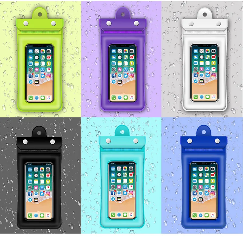 Runseeda 6 Inch Floating Airbag Swimming Bag Lanyard Waterproof Mobile Phone Pouch Super Sealed Smartphone Packing Bag Case 2019