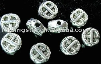 

180Pcs Tibetan silver cross round spacer beads A957