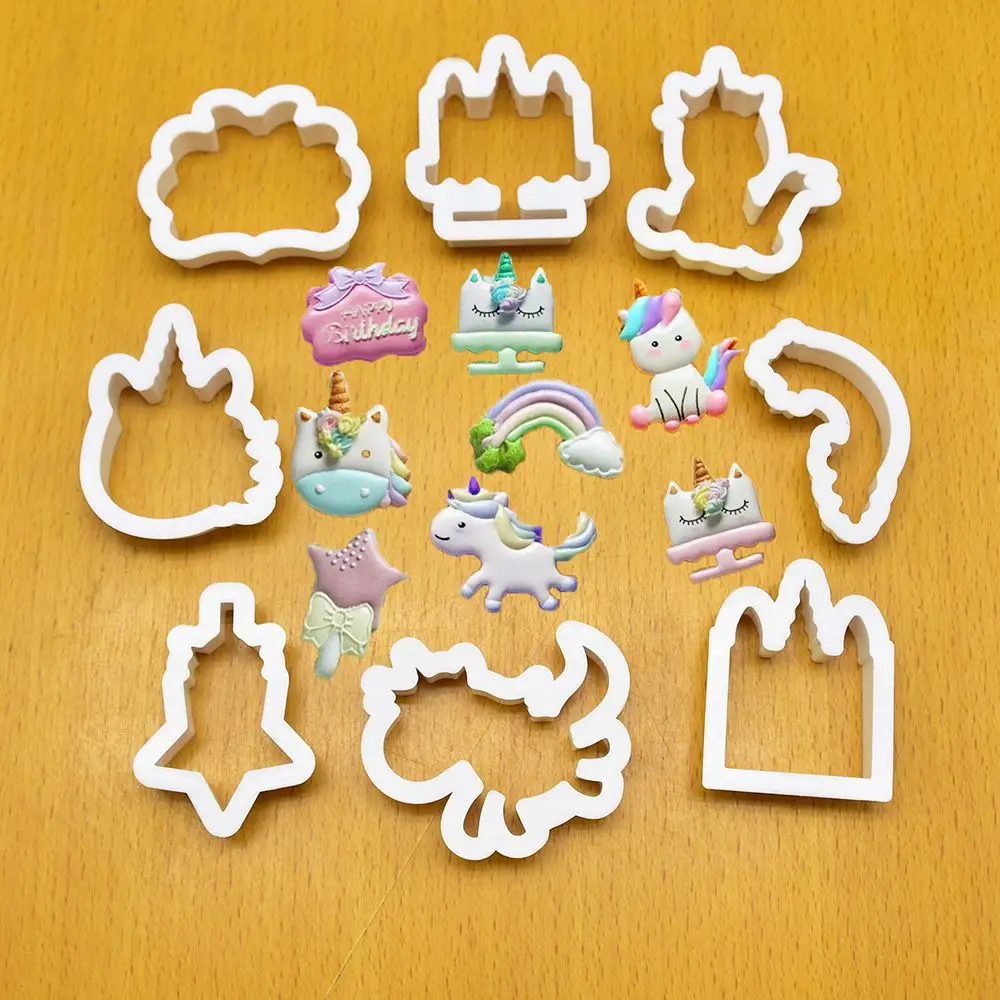 Creative Unicorn Cookie Cutter, DIY Fondant, Chocolate Cake Embossing Stencil, Biscuit Mold, Baking Tool, Hot, 8Pcs