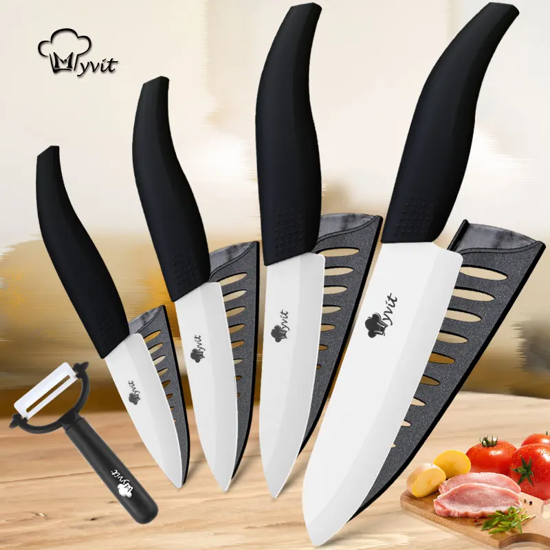 Kitchen Ceramic Knives Chef knife 3 4 5 6 inch + peeler Set Paring Fruit Utility Slicing Knife White Zirconia blade Cooking Tool