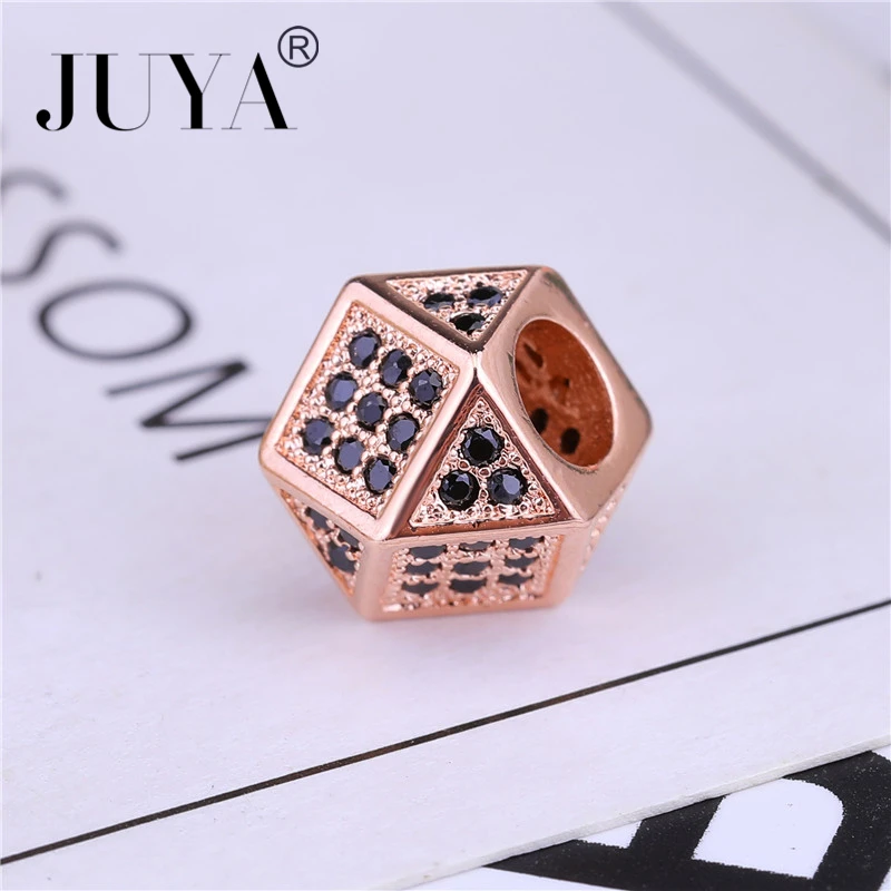 Jewelry Beads For DIY Bracelets Necklaces Accessories Findings High Quality Copper Metal Inaly Zircon Rhinestone Geometric beads