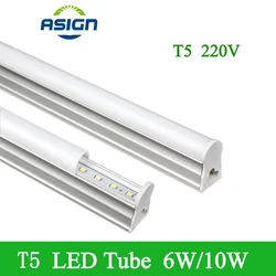 Tube LED Fluorescent T5 de 30cm et 60cm, 220V à 240V, Ampoules T5 6W et 10W, Lumière Blanche Chaude, Ampoule Lam138 en Plastique PVC 2835