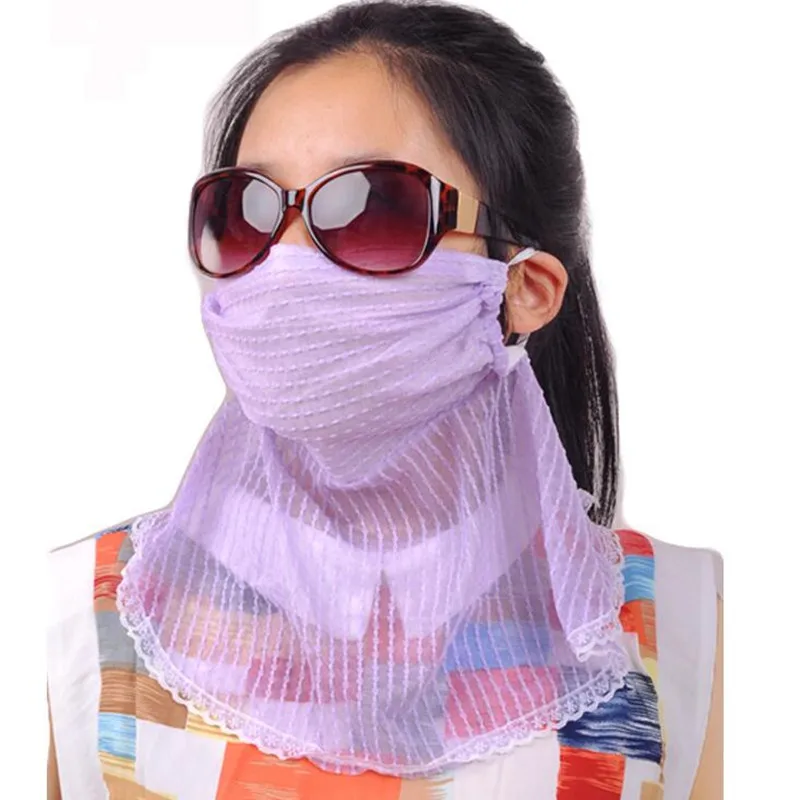 Summer Lady Driving Face Mask Chiffon Sunscreen Women Anti-ultraviolet Cycling Breathable High Quality Fashion Female Mask H3144