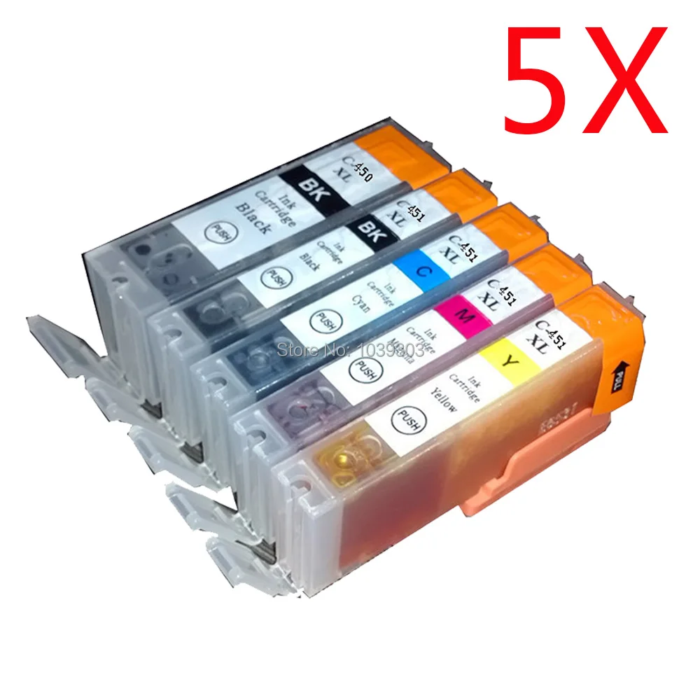 

5PK PGI450 CLI451 450XL 451XL Ink Cartridge Compatible for Canon IP7240 MG5540 MG6440 MG6640 MG5640 MX924 MX724 IX6840