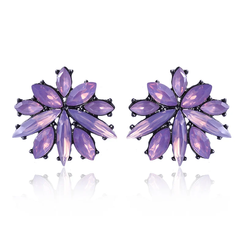 Colorful Crystal Star Shape Fashion Stud Earrings Acrylic Stone Women Piercing Earrings Christmas Gift for Girlfriend 2019