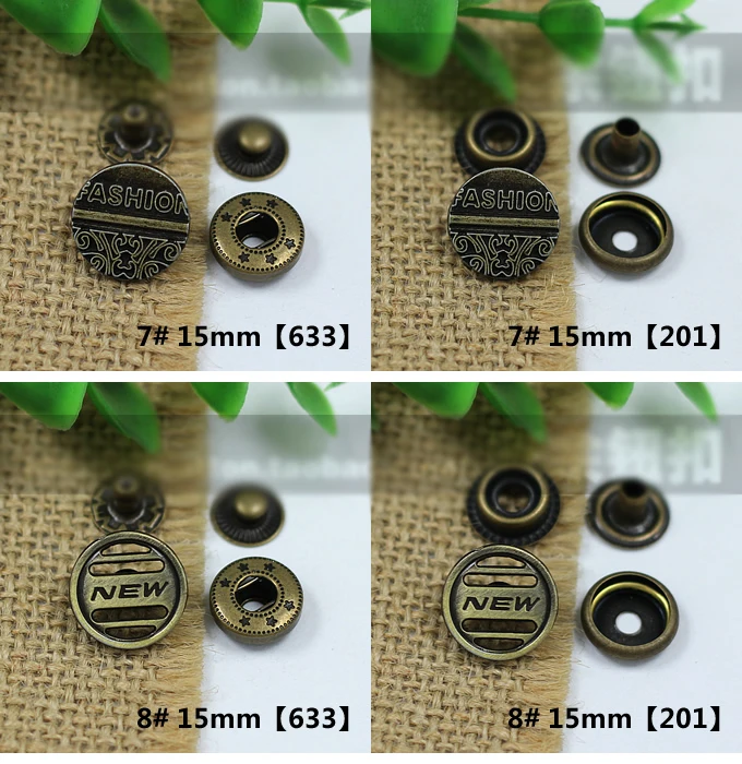 bronze color vintage 15mm metal decorative hand press snap button for clothing/bag sewing accessories 50pcs/lot