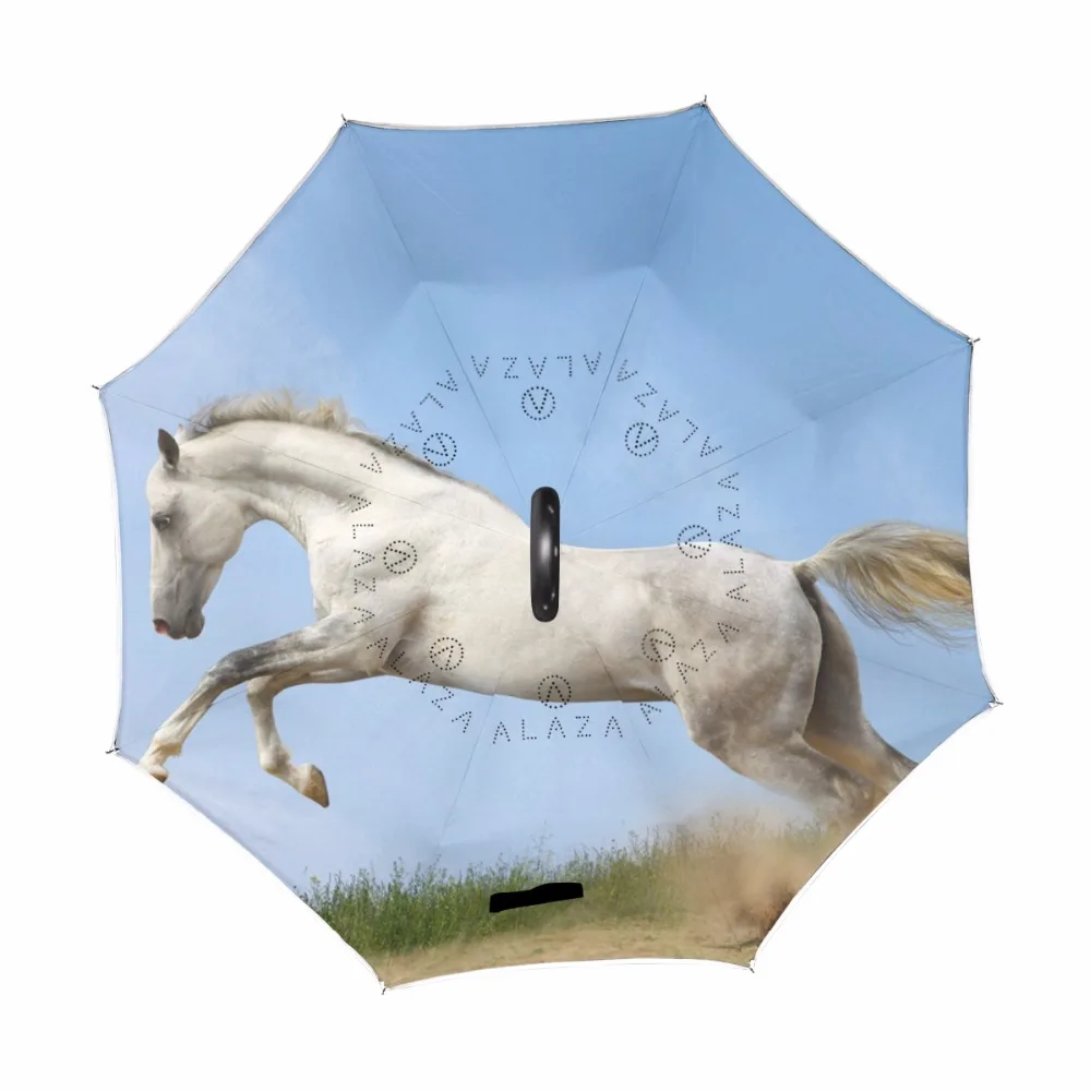 

High Quality Custom Horse Umbrellas Creative Design Fashion Business Reverse Rain Umbrella for Car Inverted Umbrella