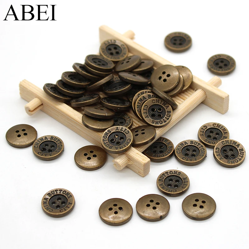 50pcs/lot 15/18/21mm Plastic Buttons Sewing Ornaments Garment Apparel DIY Handmade Jeans Accessories 4 Holes Flatback Button