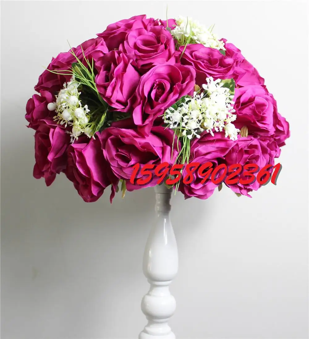 SPR bright red/plum/fuchsia 2016 style 10pcs/lot wedding road lead artificial wedding table flower center flower ball decoration