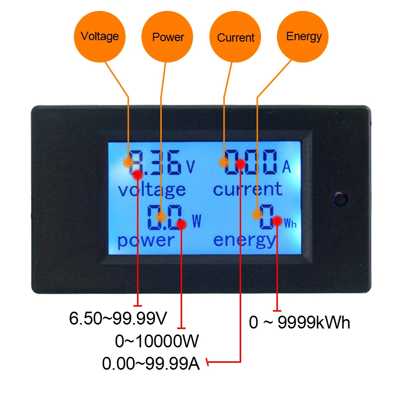 DC 6.5-100V 50A/100A Digital DC Voltmeter Ammeter LCD 4 in 1 DC Voltage Current Power Energy Meter Detector Amperimetro Shunt