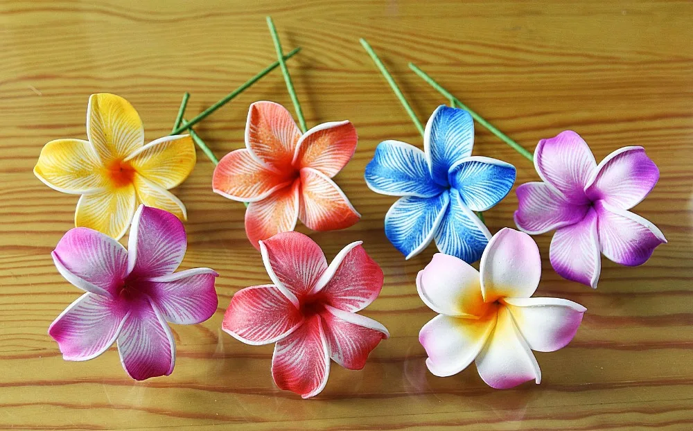 

MIXED COLOR Free Shipping F0015 80pcs/lot 6CM 8colors Foam Plumeria Hair Pick Women Wear Hair Accessories Hawaii Tropical Flower