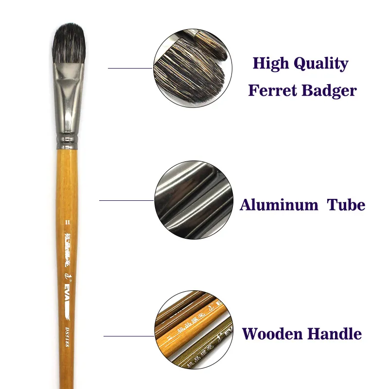 High-Grade Ferret Badger Professional Acrylic Hair Paint Brush Set Paintbrushes Artist For Chinese Art Oil Painting Supplies