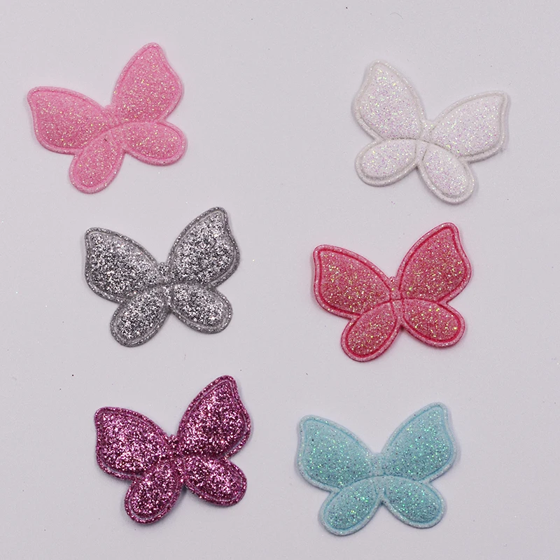 

100pcs/Lot 3x2.5cm Glitter Butterfly Felt Padded Applique for DIY Children headwear Accessories And DIY Craft Decoration