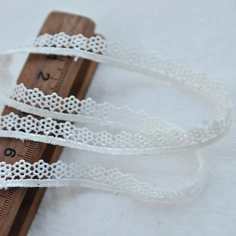 New Flower Pattern Embroidered Lace Edge Trim 12mm Width White Home Applique DIY Sewing Craft Ribbon Wedding Accessory