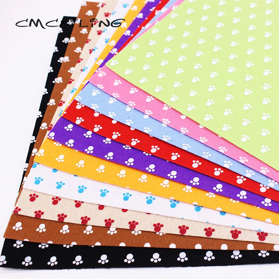 CMCYILING  Printed Felt Fabric 1 MM Thickness Polyester Cloth For Needlework DIY Crafts Dolls Felts Sheet 10 Pcs/lot 30cm*30cm