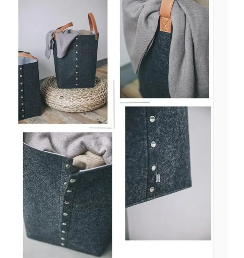 Multi-Functional Felt Storage Basket Laundry Basket Toy Storage Basket Foldable Sundries Storage Box Container Organizer