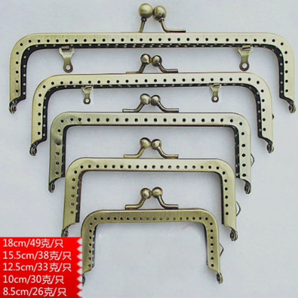 8.5 10.5 12.5 15.5 18.5cm smooth glaze bronze color women diy purse frame coin bag metal clasp kiss buckle 10pcs/lot