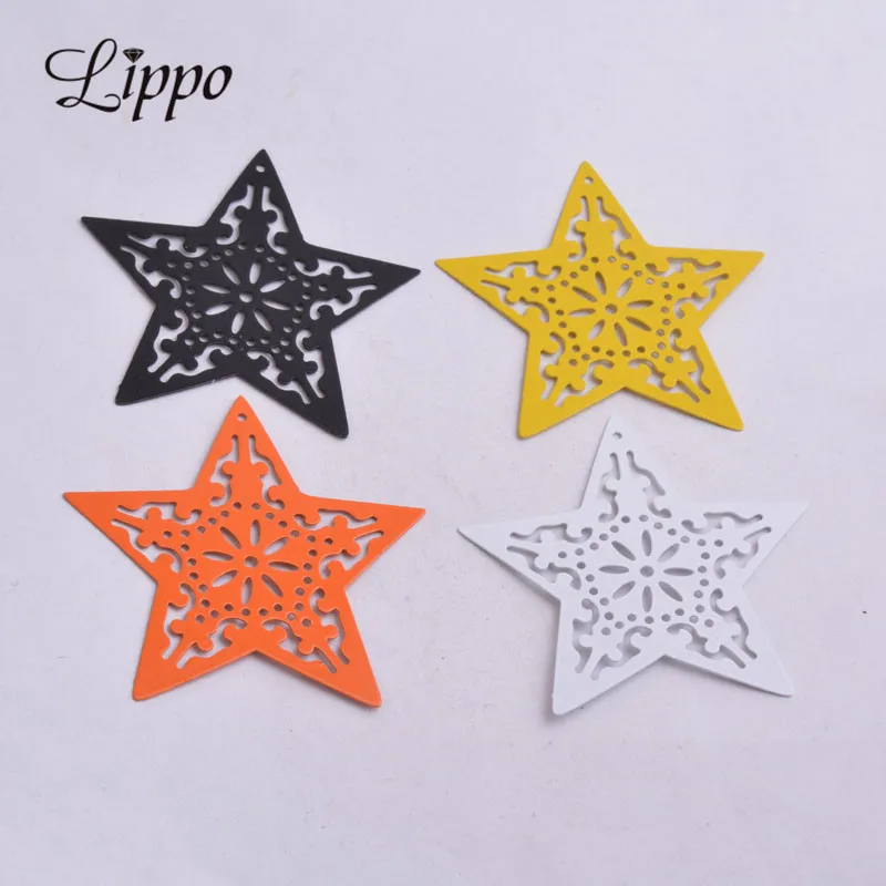 30pcs AA4209 49mm*49mm Stars Charms Metal Brass Mustard Orange Black Big Star Pendant