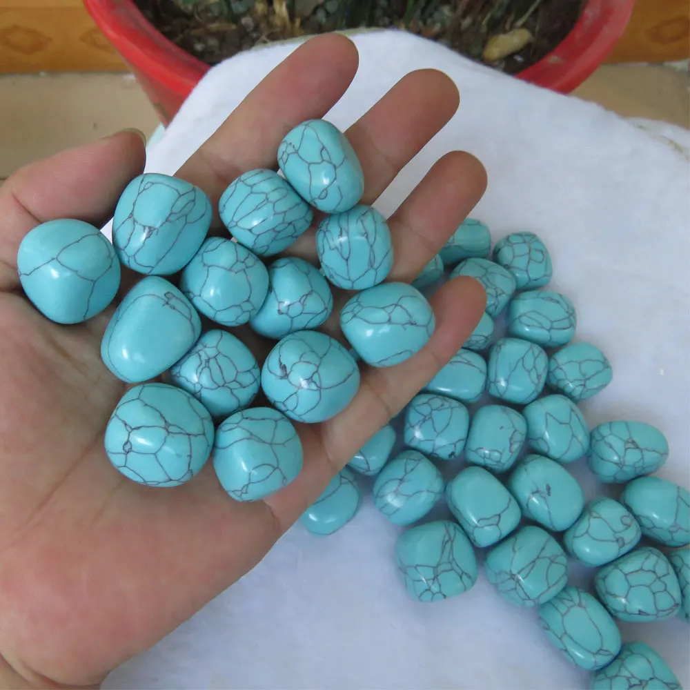 

15~25mm AAAA+ Nunatak Gravel Crystal Green Turquoise Tumbled Stone Healing Fengshui Round Shape 200g Mineral Stones & Specimens