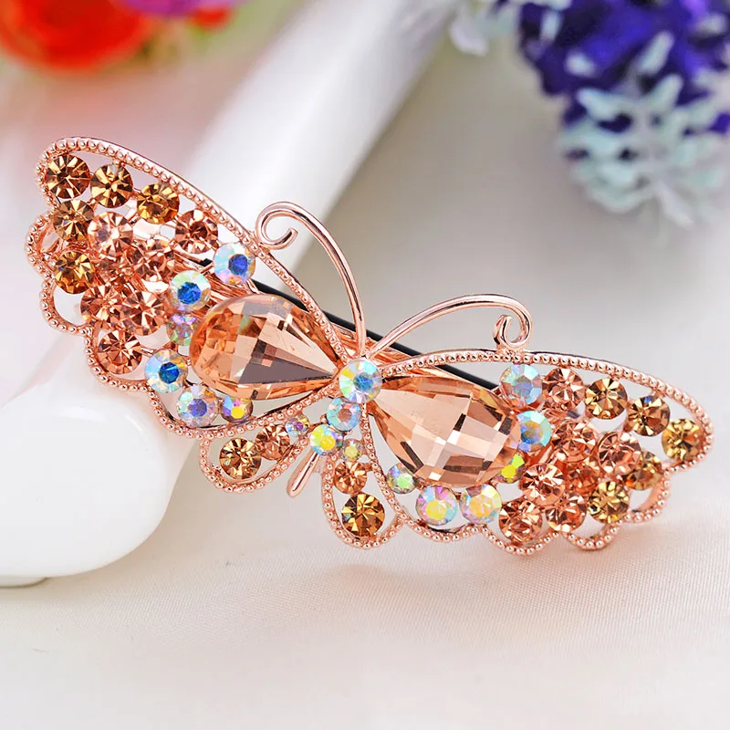 Korean Fashion Butterfly Crystal Rhinestone Hairpin Girls Hair Jewelry Manufacturers