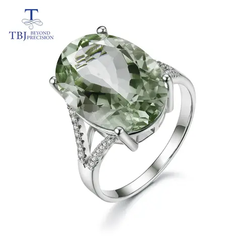 Big green amethyst Ring natural gemstone ring 925 sterling silver fine jewelry for girls nice Black Friday & Christmas gift