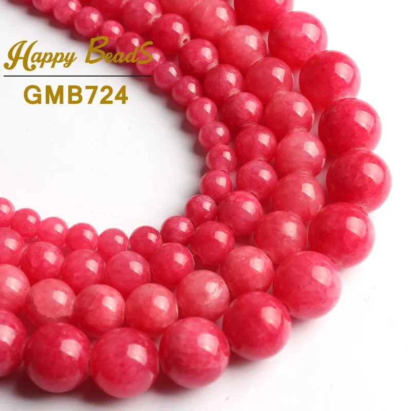Natural Stone Jades Chalcedony Beads Round Smooth Loose Spacer Beads For Jewelry Making DIY Bracelet Necklace 15\