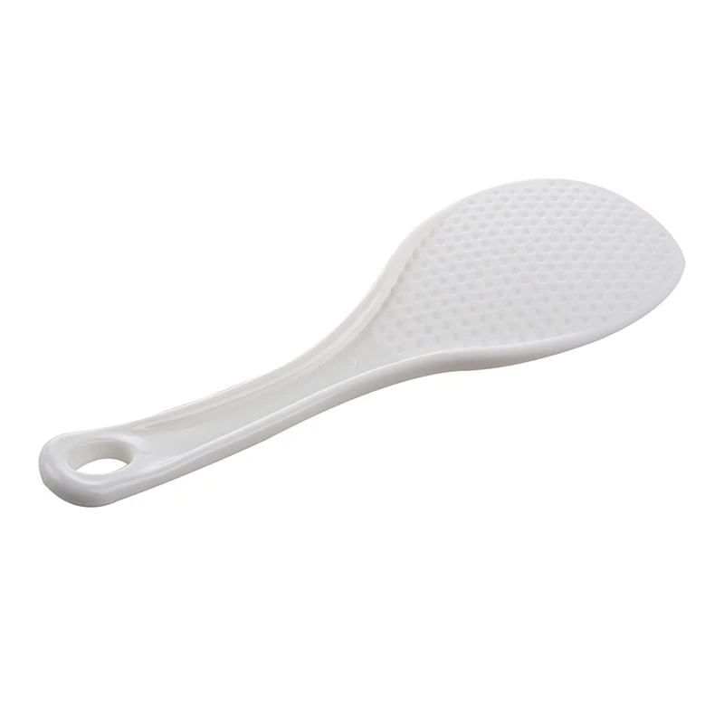 Promotion! Kitchen Dotted White Plastic Flat Rice Scoop Paddle Meal Spoon