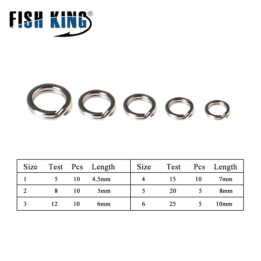 FISH KING 1 Pack Stainless Steel Fishing Ring Split Clip Swivel Double Loop Connector Carp Fishing Accessory Tools
