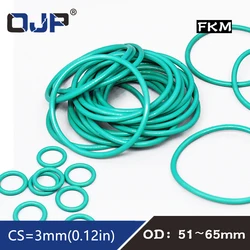 1PC Fluorine rubber Ring Green FKM Oring Seal OD51/52/53/55/56/58/60/61/62/63/65*3mm Rubber O-Rings Seal Oil Ring Gaskets Washer