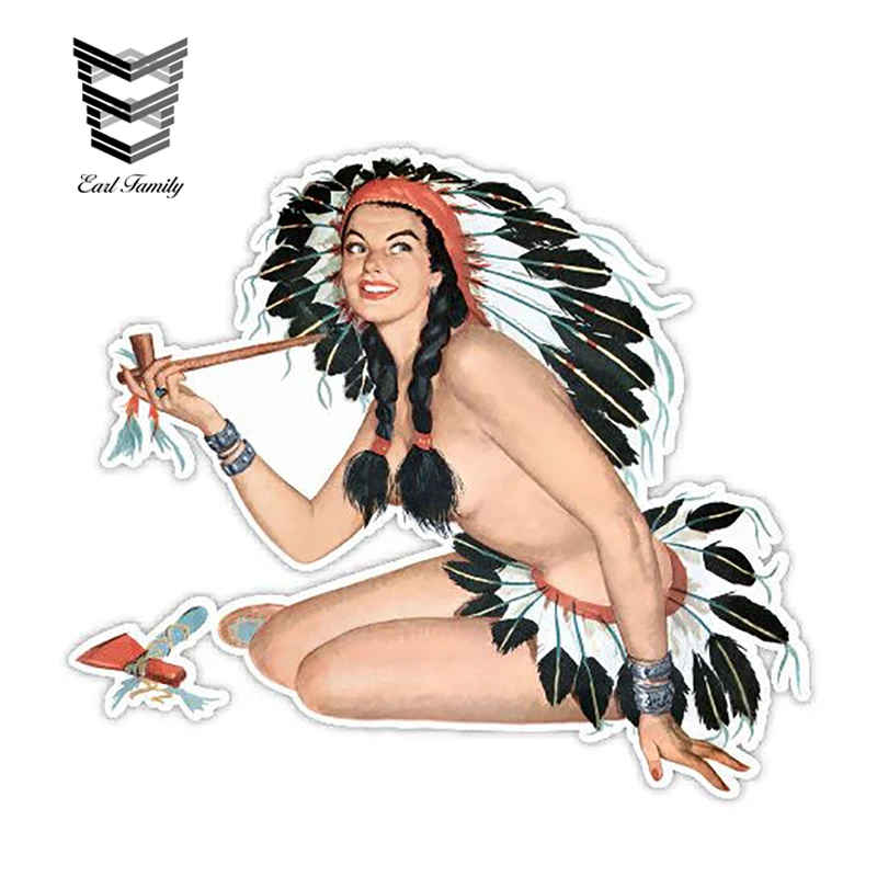 EARLFAMILY 13cm X 11.4cm Art Retro Sexy Native Girl Smoking Decal Vinyl Car Stickers Motor Auto Accessories Car Styling Graphics