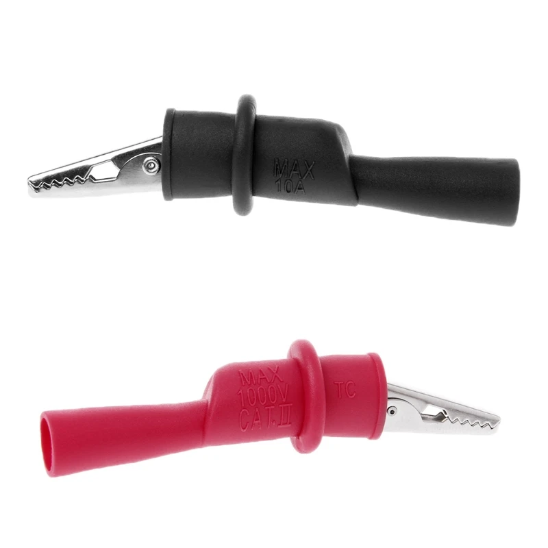 2pcs New Insulated MultiMeter Test Lead Meter Alligator Clip Crocodile Clamp Probe Red + Black For Test Tool Accessory