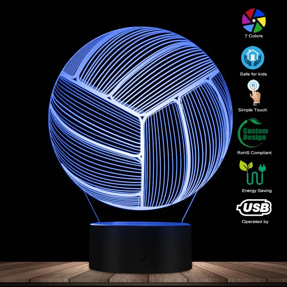 

Volleyball 3D Optical LED Illusion Lamp Volleyball LED Light Table Lamp Colors Changing Sports Lighting Home Art Decoration Gift