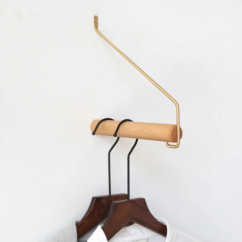 Wall Hanging Coat Rack Solid Wood Hayfork Hangers Bedroom Entrance Clothes Hooks Bamboo Home Furniture - Image 2
