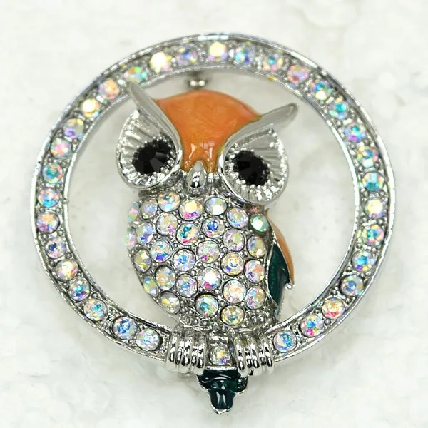 60pcs/lot Mixed Color (Can Notes Color) Wholesale Owl Enamel Rhinestone Pin brooches C101830