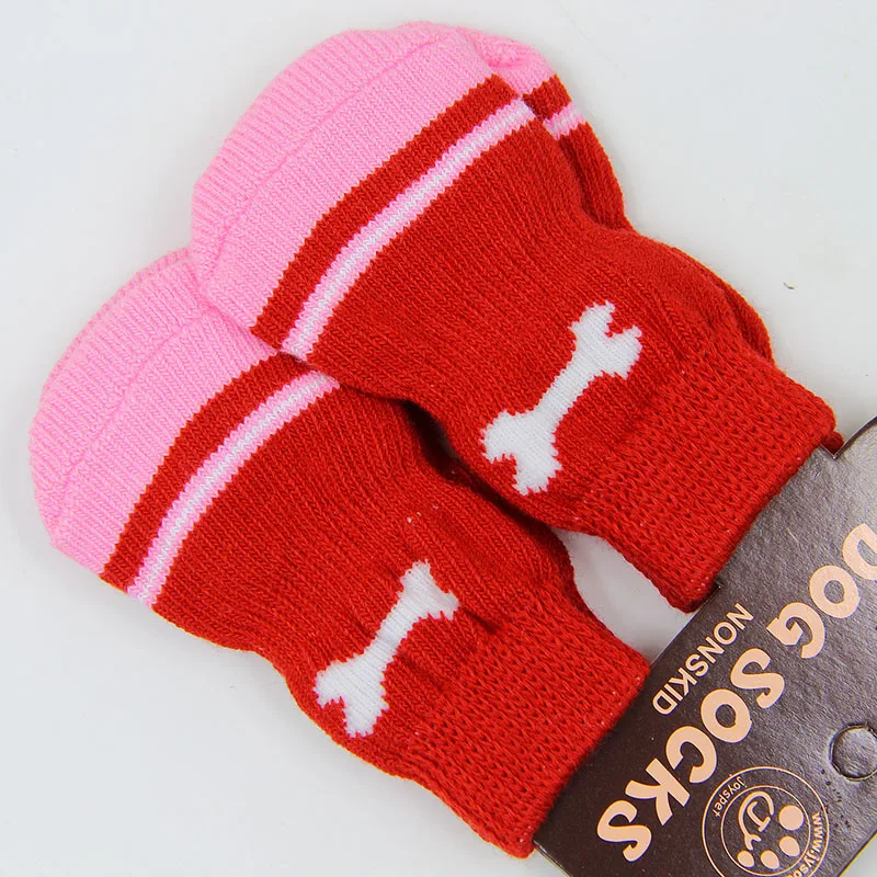 Cute 4 pcs/set Indoor Pet Dog Socks Soft Quality Cotton Warm Antiskid Paws Dirts Away Easy Washing Colorful Dog Cat Shoe Socks