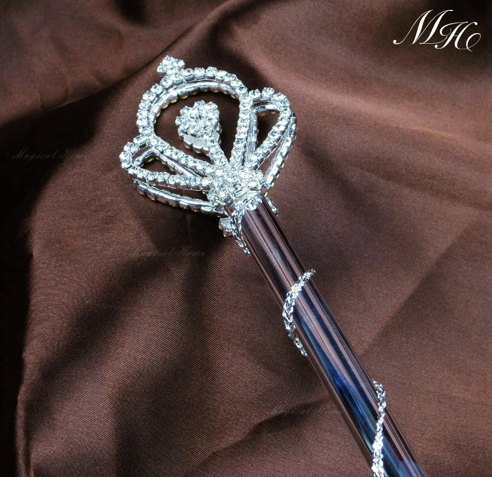 Royal Crown style Scepter Wand Rhinestone Beauty Pageant Wedding Bridal Magic Fairy Queen Double Side Sceptre Prop Staff