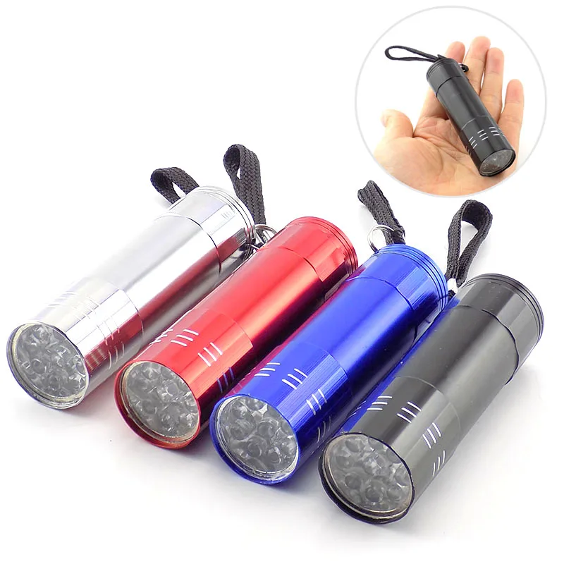 9 led Mini torcia flash torcia lampada AAA batteria piccola tasca torcia portatile portachiavi lampada ad alta potenza per il campeggio