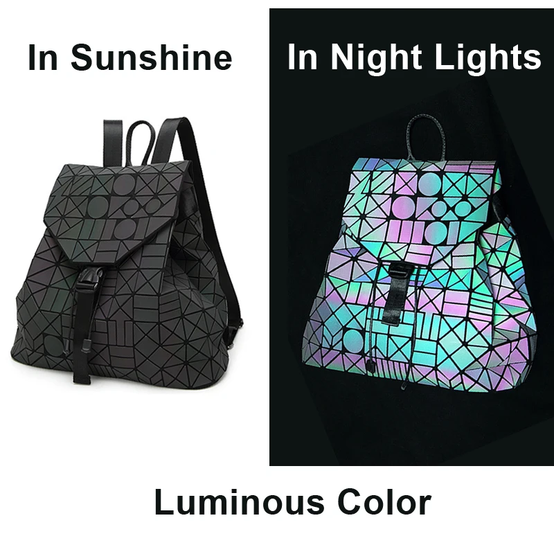 

Luminous Women Backpack Female Geometric Sequins school backpacks for girls teenagers Bagpack backpack schoolbag Holographic